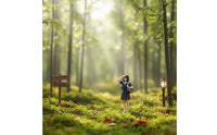 Girl with Backpack Figurine 3D Printed Black Haired Girl Figurine Resin Material