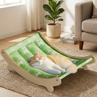 Cat Hammock Bed with Wood Frame, Waterproof Mat for Pet Cooling, Indoor Outdoor Self Cooling for Dogs and Cats During the Hot Summer Season