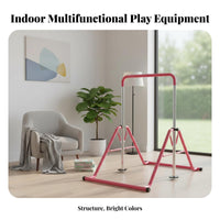 Multi-Functional children's Adjustable Horizontal Bar Stable Triangular Structure Kids Foldable Training Bar Non-Slip Base children's Swing Set Frame Easy Assembly for Preschoolers, Beginner Gymnasts, Toddlers, Playroom, Kindergarten