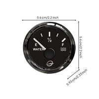 Marine Water Level Gauge Twin Resistance Input Marine Water Gauge 52 Mm Mount Vehicle Instrument for Yacht, Truck