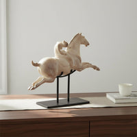 Leaping Horse Sculpture Detailed Sculpting Horse Statue on Stand Modern Interior Decor