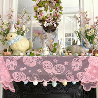 Easter Lace Table Runner Easy to Clean Easter Table Runner Machine Washable House Decoration for Party Hosts, Families, Dining Room, Home, Mantelpiece