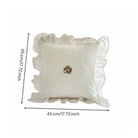 Lace Embroidered Pillow Cover Soft Ruffled Embroidered Cushion