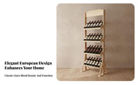European Design Freestanding Wine Rack Solid Wood Floor Standing Wine Rack Large Capacity Multi-Tier Bottle Stand Tilted Storage for Homeowners, Entertainers, Adults, Dining Room, Restaurant, Cellar, Kitchen