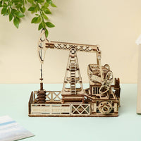 Oil Well Model with Base STEM 3D Wooden Puzzle No Glue Required Wooden Model Kit for Office