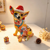 Modern Minimalist Water Transfer Resin Chihuahua Dog Figurine for Desk and Living Room