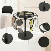 Glasses Rack with Tray Desktop Glasses Holder with Tray Eyeglasses Rack Metal Eyewear Display Stand Padded for Eyeglass Wearers