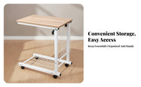 C-Shaped Sofa Side Table Space Saving Rolling C-Shaped Table Rolling Laptop Cart Sturdy Metal Frame Household Furniture
