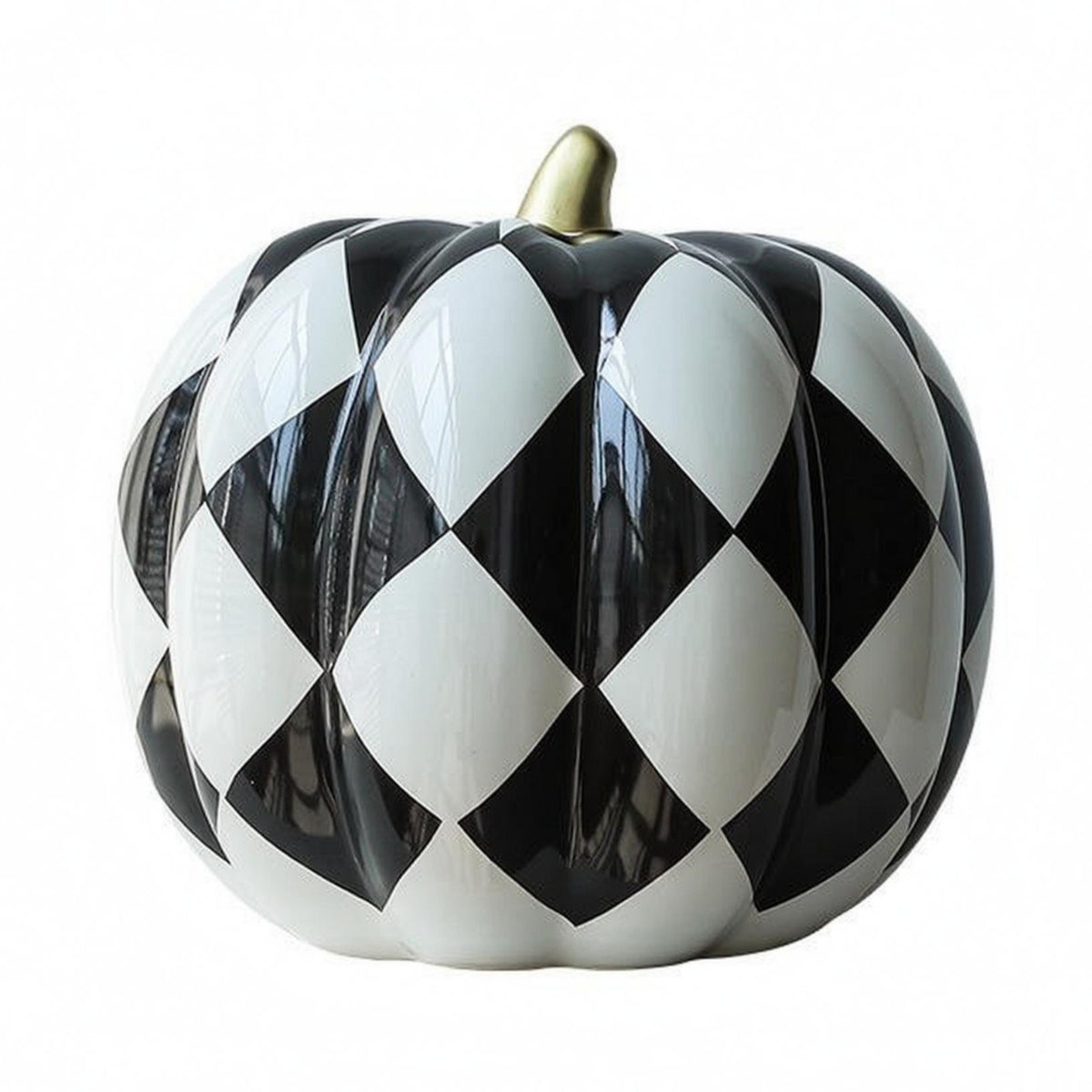 Golden Stem Pumpkin Decor Large Ceramic Ornament Heavy Home Decoration