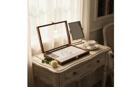 Wood Grain Finish Jewelry Display Tray Clear Top Necklace Display Tray Slim Storage Box Household Organization Space-Saving for Retail Counter, Boutique