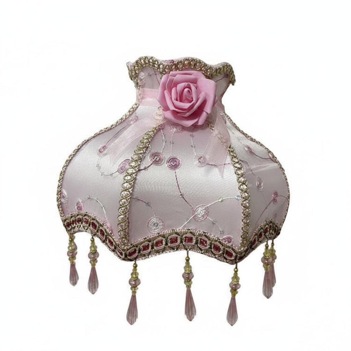 Retro Design Beaded Fringe Lampshade Handmade Craftsmanship Lamp Cover for Bedroom