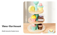 Role-Playing Fun 3-Tier Dessert Stand Toy Inspires Creativity Toy Dessert Structure Child-Safe Materials Play Cake and Cupcake Stand Polished Rounded Edges for Children, Toddlers, Birthday Party, Playhouse, Playroom