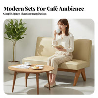 3 Pieces Circular Table with 2 Shell Chairs Minimalist Design Cafe Set Armchair Comfort Space-Saving for Two People, Adults