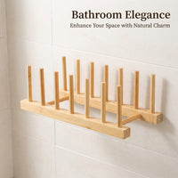 Display Shelf, Vintage Towel Rack for Bathroom, Punch Washroom & Powder Room Organizer for Travelers, Wood Storage for Hotels & Guesthouses