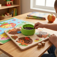 Educational Hedgehog Game Board with Pegs Learning Wooden Peg Game Sensory Peg Board Safe for Preschool