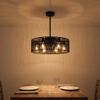 Industrial Overhead Fan Light double Use Rope Overhead Fan Light Adjustable Speed for Dining Room, Bedroom