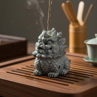 Traditional Craftsmanship Sandstone Mythical Beast Statue Finely Carved Mythical Beast Censer Detachable Design for Feng Shui Enthusiasts