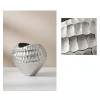Vase with Hammered Finish Silver Aluminum Vase Shiny Flower Holder for Console Table, Hotel