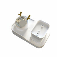 Dual Use 2-in-1 Pet Feeder Easy to Clean Water Fountain Bowl Large Capacity Feline Water Dispenser Visible Level for Cats, Small Dogs