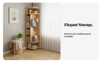 Space-Saving Corner Hall Tree Multi-Functional Corner Storage Unit complimentarystanding Garment Rack Easy Assembly for Apartment Dwellers, Homeowners, Families, Bedroom, Small Spaces, Entryway, Dorm Room