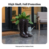 women's Knee-High Rain Boots Wear-Resistant Tall Rain Boots Printed PVC Wellingtons for Gardeners, Adults, Rainy Days, Gardening, Muddy Fields