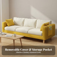 High-Density Foam Cushion Modern Textile Sofa Comfortable Seating Small Apartment Couch Removable and Washable Cover Modern 2-Seater Couch Long-Lasting Construction for Renters, Students, Families, Rental Home, Lounge, Waiting Area, Bedroom
