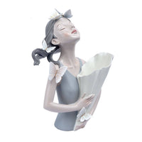Elegant Floral Maiden Statue Figurine Elegant Girl Statue with Bouquet Tabletop Decorative Sculpture for Homeowners, Bookshelf