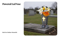 Weather Resistant Solar Grave Vase Automatic On/deactivate LED Cemetery Flower Holder Removable Floor Spikes for Friends, Gravesite