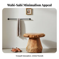 Wabi-Sabi Aesthetic Mushroom-Shaped Stool Rustic Design Mushroom-Shaped Log Seat Multi-Functional Household Furniture sturdy Build for Art lovers, Nature Lovers, Interior Designers, Entryway, Living Room, Bedroom, Cabin