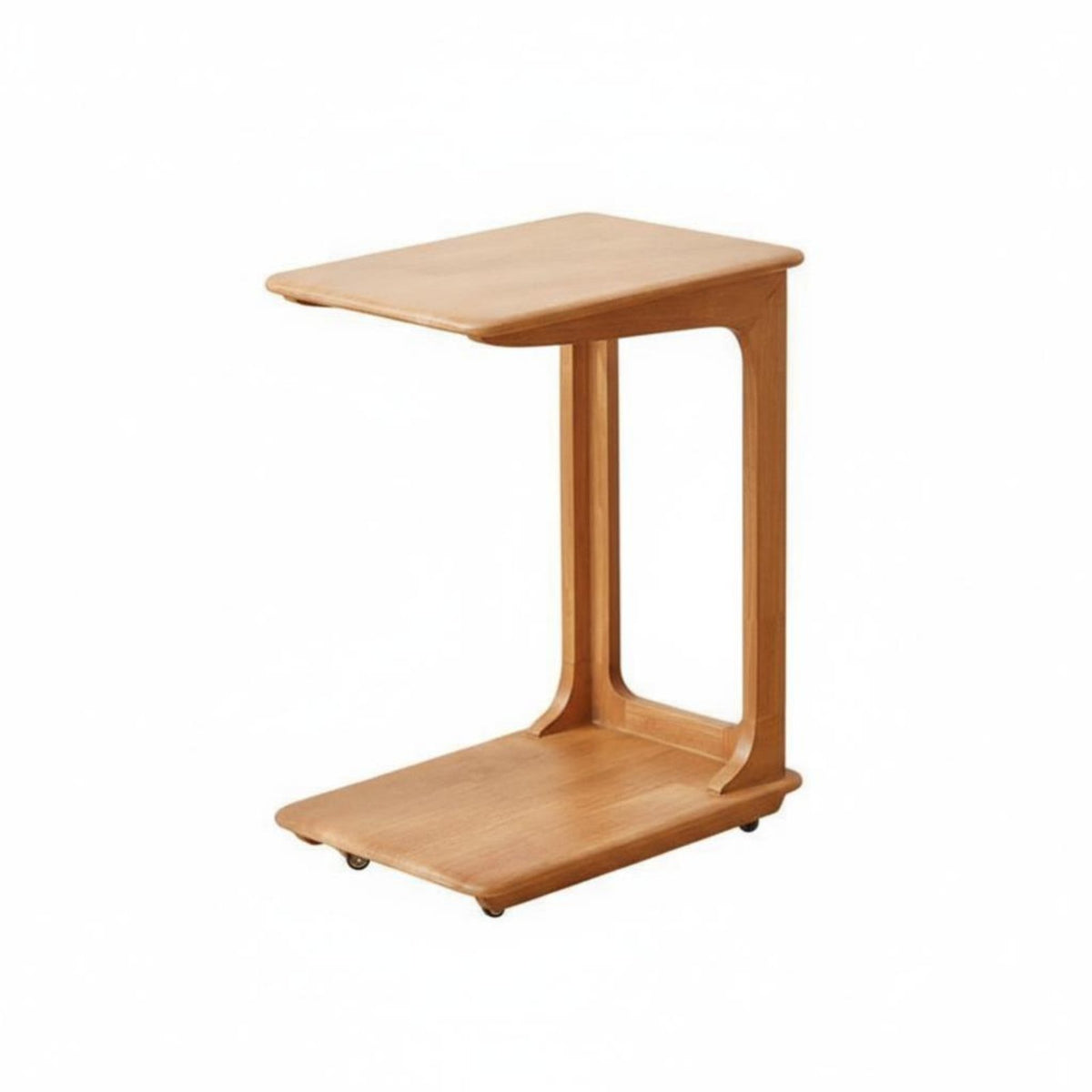 Movable Design Rolling C-Shaped Table Space-Saving Household Furniture Multi-Functional Bottom Storage Shelf for Small Apartment Dwellers, Students, Remote Workers, Living Room, Bedroom, Home Office