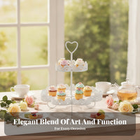 Light Light Blue Two-Tier Cupcake Stand Food Heart-Safe Handle Cupcake Stand Reusable Dessert Display Display Lightweight for Wedding