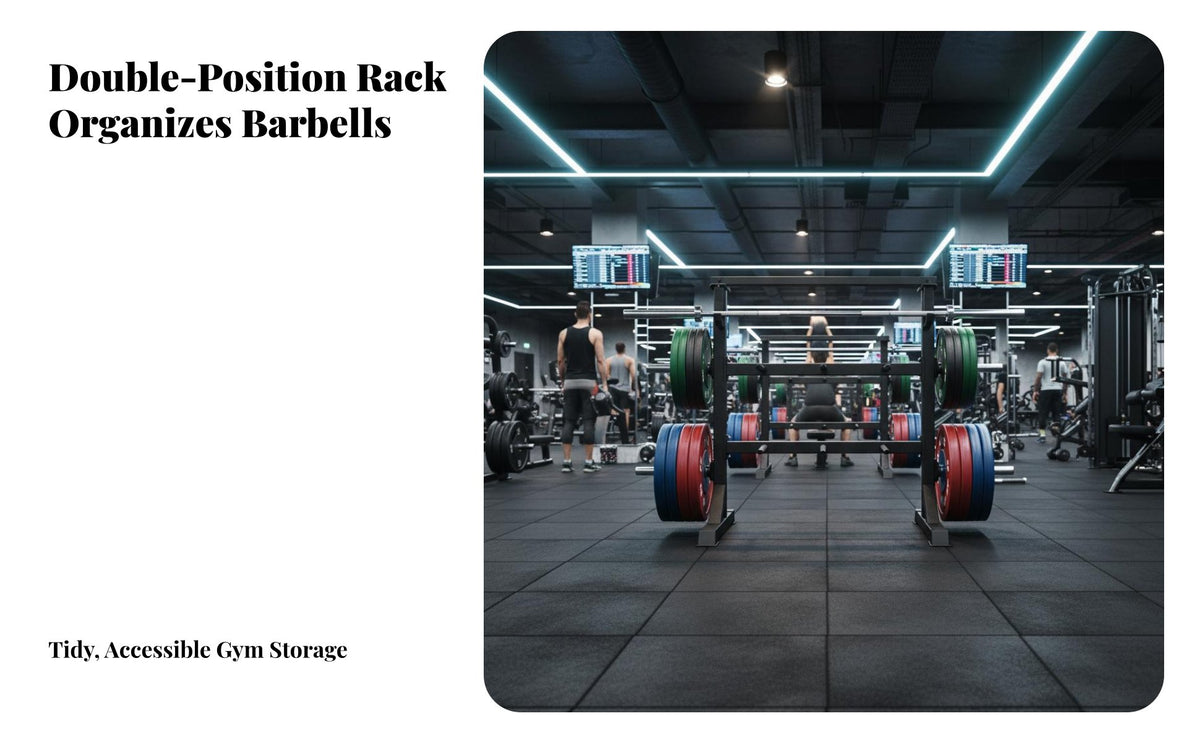 Mobile Barbell Plate Rack Portable with Wheels Plate and Bar Holder Space Saving Bar Storage Rack