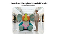 Fiberglass Cartoon Statue Weather-Resistant Large Animal Figure Sturdy Commercial Character Sculpture for Mall Managers, Theme Parks