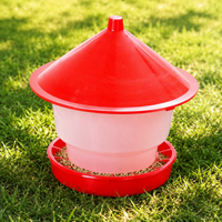 Poultry Feeder Chicken Feeder Automatic Feeder Plastic Durable Red White With Lid Rainproof Scratch Resistant