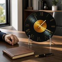 Retro Vinyl Record Desktop Clock Ornament for Home and Office Decor