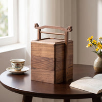 Three Layer Snack Holder Portable Wooden Box with Handle Organized Snack Container with Compartments for Living Room