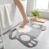 Cute Bunny Bath Mat Non-Slip Absorbent, Grey Rabbit Shaped Rug with Fluffy Tail, Machine Washable Microfibre Easter Floor Carpet for Bathroom, Bedroom & Nursery Decor