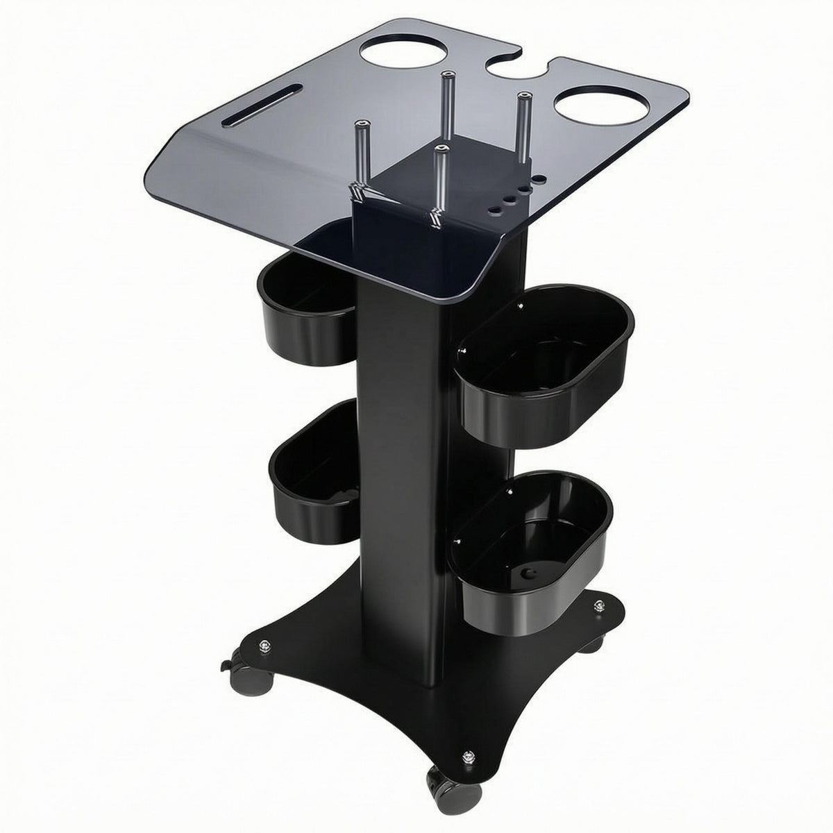 Rolling Salon Cart Caster Wheels Salon Side-Mounted Cups for Barbers
