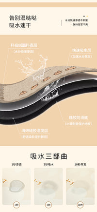 2025新款浴室地垫硅藻泥卡通可爱地毯吸水家用卫生间门口速干脚垫 60*90cm【简便打理】 焦糖甜心-NB-21210