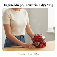Stainless Steel Liner Resin Engine Block Mug Creative Gift V6 Engine Mug Heavy-Duty for Mechanics, Engineers, Garage, Man Cave, Workshop