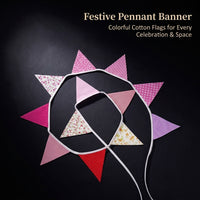 Cotton Triangle Party Flags Bunting Banner for Birthday Decorations and Girls, Colorful Party for Kindergarten Decoration Camping Tent