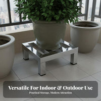 Stainless Steel Plant Stand Indoor and Outdoor Use Single Tier Flower Rack Heavy Duty Metal Plant Stand for Balcony, Patio