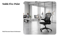 Lumbar Support Ergonomic Mesh Back Roller Chair Fully Adjustable Swivel Rolling Chair with Flip-up Arms Space-Saving Task Seat Supports 300 Lbs for Telecommuting Workers, Students, Gamers, Conference Room, Reception Area