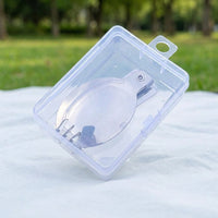 Portable Split-Tip Spoon Foldable Spork 304 Stainless Steel Outdoor Camping Travel Student Use 16cm