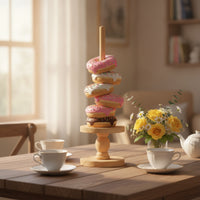 Donut Display Wooden Donut Stand Round Pastry Holder for Party Hosts, Parties