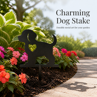 Metal Dog Silhouette Garden Stake Outdoor Yard Art Decoration
