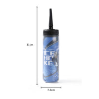 Ice Hockey Bottle Black Ribbed Cap Hockey Water Bottle Tall Narrow Shape Easy Drinking for Athletes