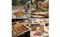 Portable Manual Auger with T-Handle Compact Bushcraft Auger with Leather Sheath Outdoor Scotch Eye Wood Drill Heavy-Duty for Survivalists, Campers, Woodworkers, Camping, Woodworking