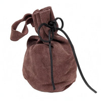 Textured Suede Pouch Bag Gathered Top Soft Drawstring Pouch Plain Corded Tie Bag