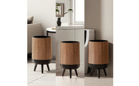 Trash Can with Legs Lightweight Wood Grain Wastebasket Garbage Bin Space-Saving Wear-Resistant for Living Room, Office